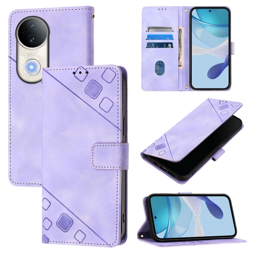 

For vivo S20 5G Skin Feel Embossed Leather Phone Case(Light Purple)