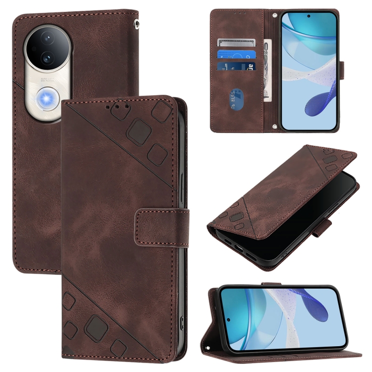 

For vivo S20 5G Skin Feel Embossed Leather Phone Case(Brown)