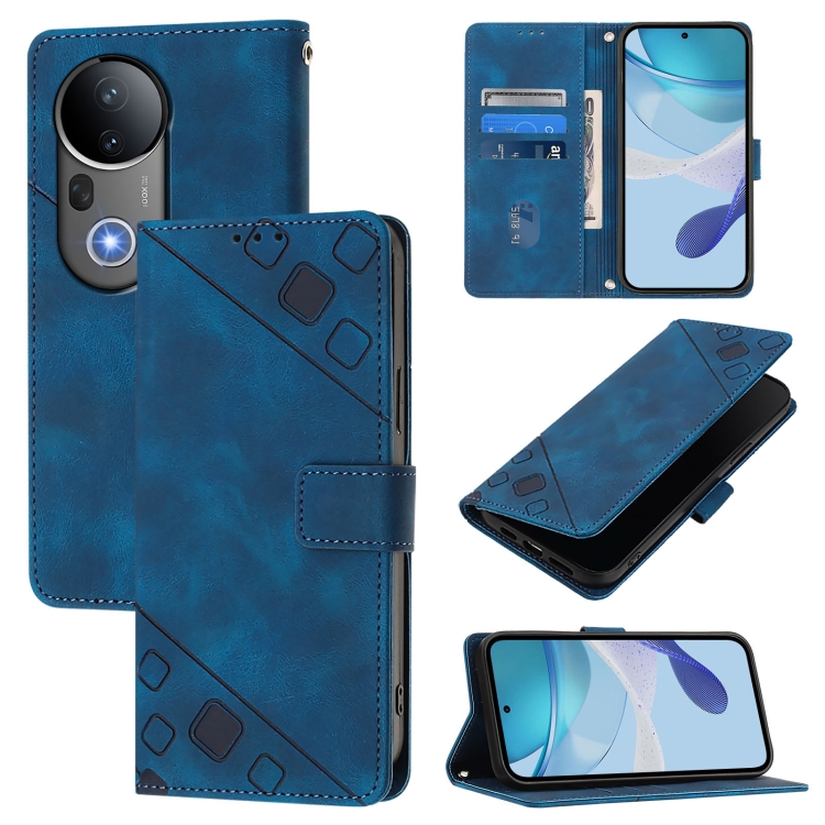 

For vivo S20 Pro 5G Skin Feel Embossed Leather Phone Case(Blue)