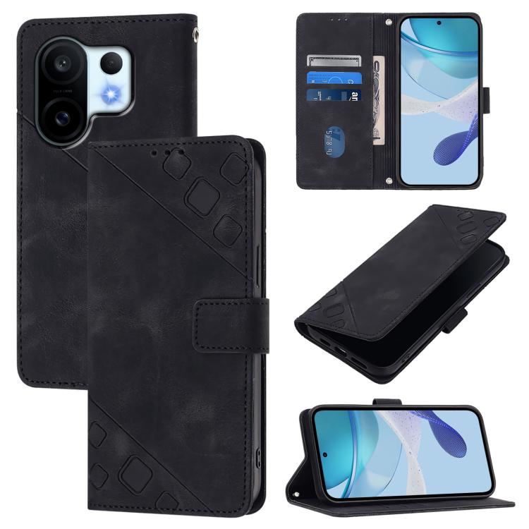 

For vivo S30 Pro mini Skin Feel Embossed Leather Phone Case(Black)