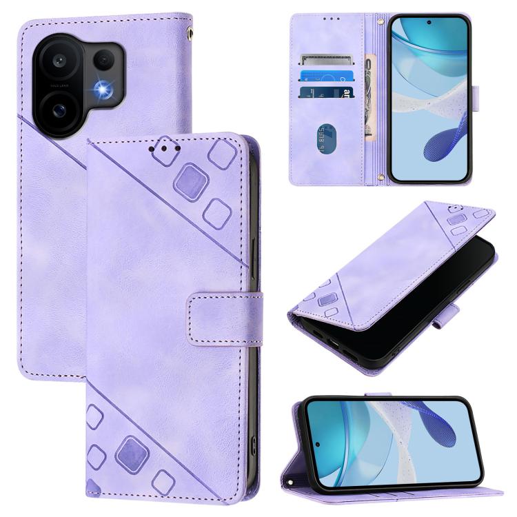 

For vivo S30 Skin Feel Embossed Leather Phone Case(Light Purple)