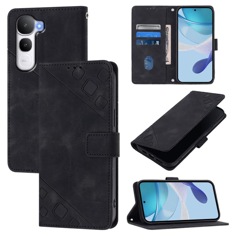 

For vivo Y400 5G Global Skin Feel Embossed Leather Phone Case(Black)