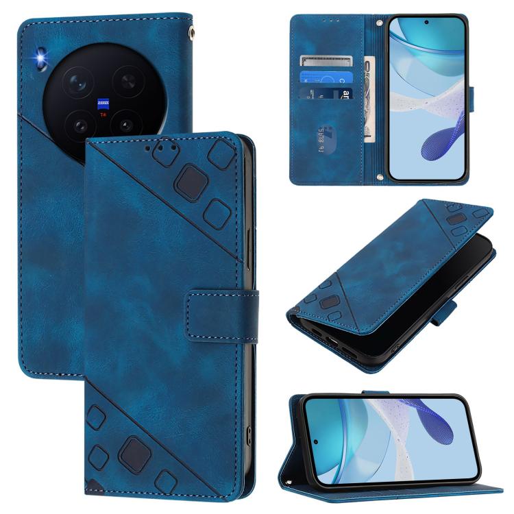 

For vivo X300 Pro Skin Feel Embossed Leather Phone Case(Blue)