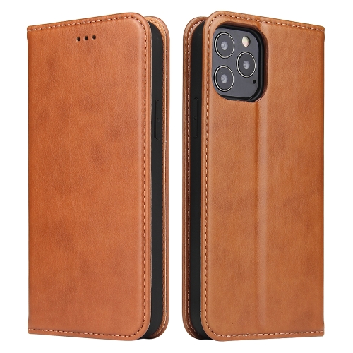 

For iPhone 12 / 12 Pro Fierre Shann PU Genuine Leather Texture Horizontal Flip Leather Case with Holder & Card Slots & Wallet(Brown)