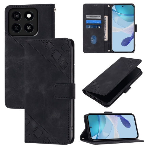 

For ZTE Blade A35 / A55 Skin Feel Embossed Leather Phone Case(Black)