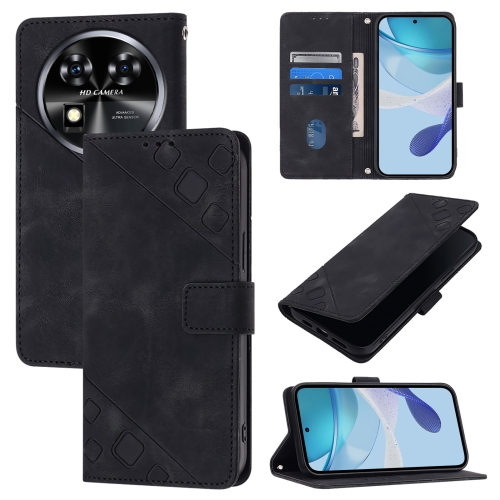 

For Oukitel C37 Skin Feel Embossed Leather Phone Case(Black)