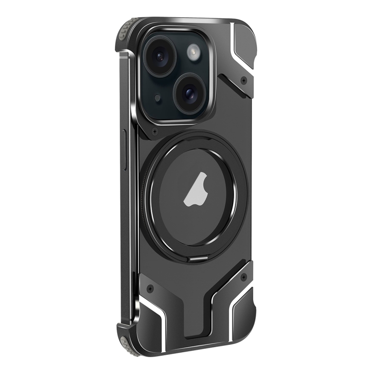 

For iPhone 15 Borderless MagSafe Rotating Holder Transparent Phone(Black)