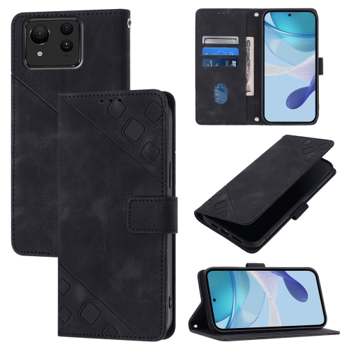 

For Asus Zenfone 11 Ultra Skin Feel Embossed Leather Phone Case(Black)