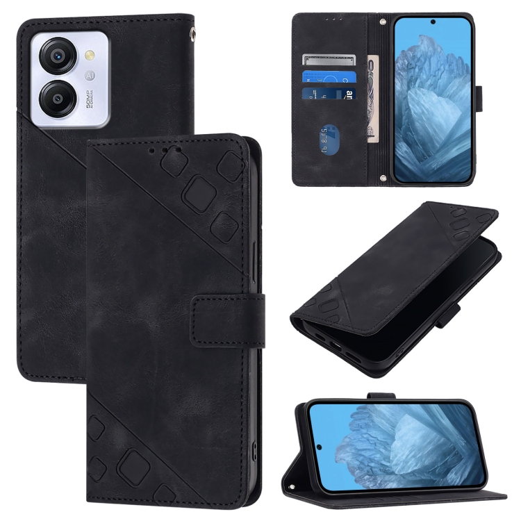 

For Blackview Color 8 Skin Feel Embossed Leather Phone Case(Black)