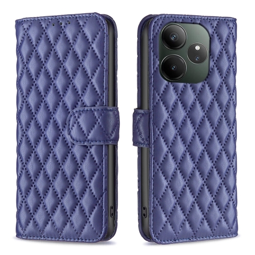 

For Realme GT 6 / GT 6T Diamond Lattice Wallet Flip Leather Phone Case(Blue)