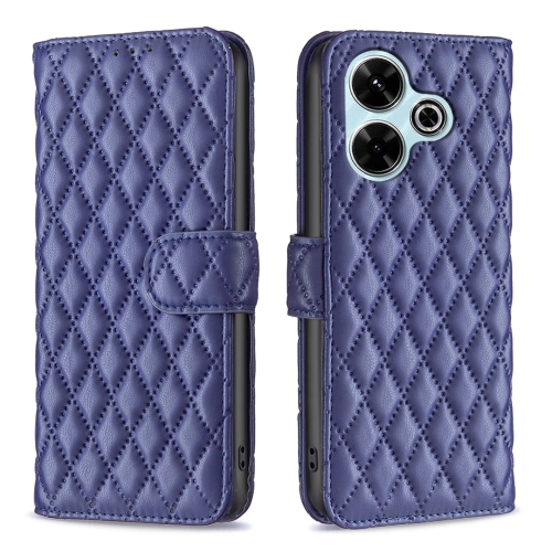 For Xiaomi Poco M6 4G / Redmi 13 4G Diamond Lattice Wallet Flip Leather Phone Case(Blue)