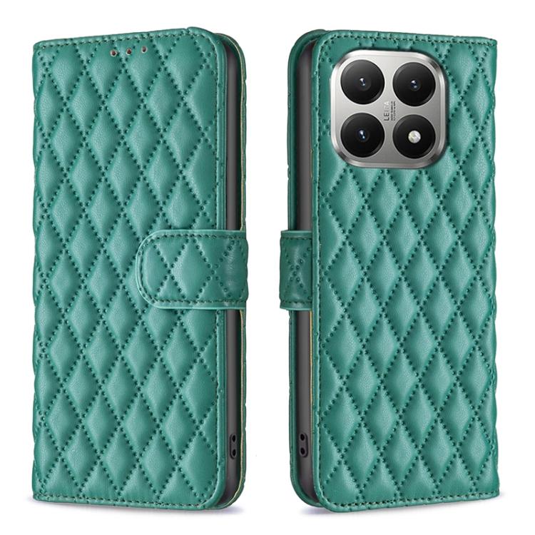 

For Xiaomi 15T 5G Diamond Lattice Wallet Flip Leather Phone Case(Green)