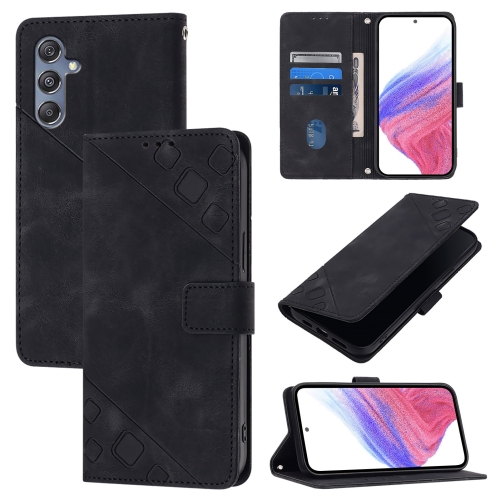

For Samsung Galaxy M34 5G / F34 5G Skin Feel Embossed Leather Phone Case(Black)
