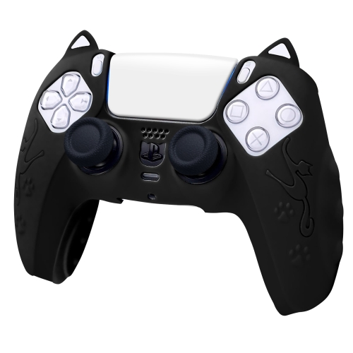 

For Sony PS5 Cat Ear Shape Gamepad Silicone Protective Case(Black)