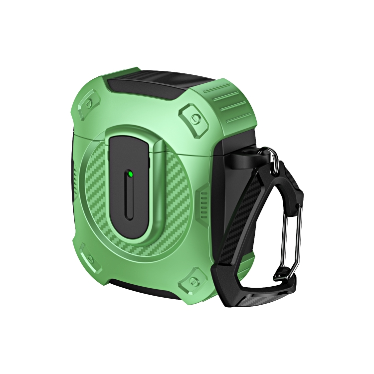 

For AirPods 2 / 1 Lock Shockproof Bluetooth Earphone Protective Case(Black Green)