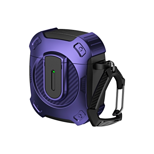 

For AirPods 2 / 1 Lock Shockproof Bluetooth Earphone Protective Case(Black Purple)