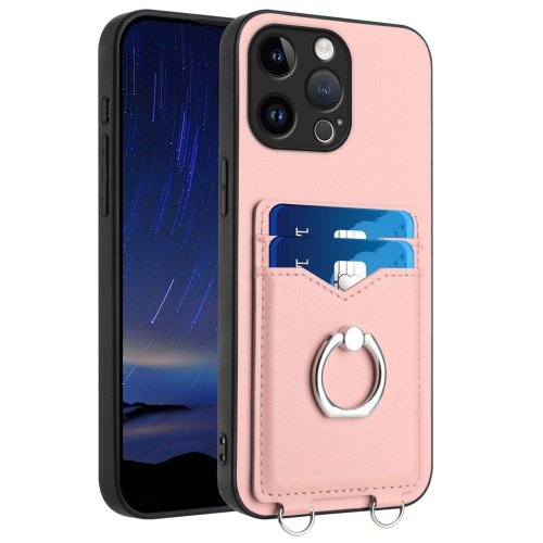 

For iPhone 15 Pro Max R20 Ring Card Holder Phone Case(Pink)