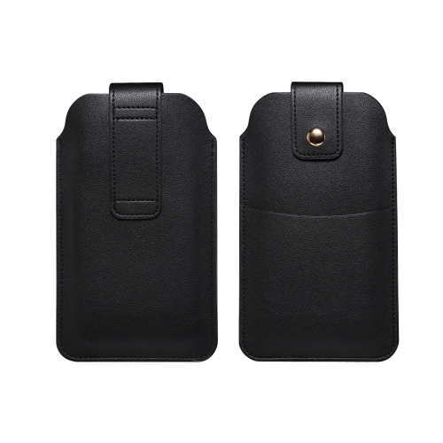 

For 5.4-6.1inch Universal Ultra-Thin Wear-resistant Waist Bag Leather Phone Case(Black)