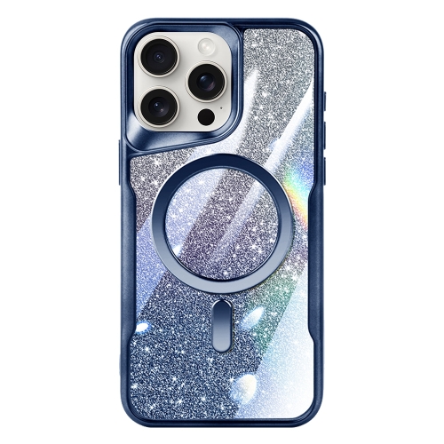 

For iPhone 15 Pro Blade MagSafe Magnetic Gradient Glitter PC Phone Case(Blue)