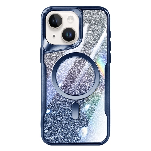 

For iPhone 15 Blade MagSafe Magnetic Gradient Glitter PC Phone Case(Blue)