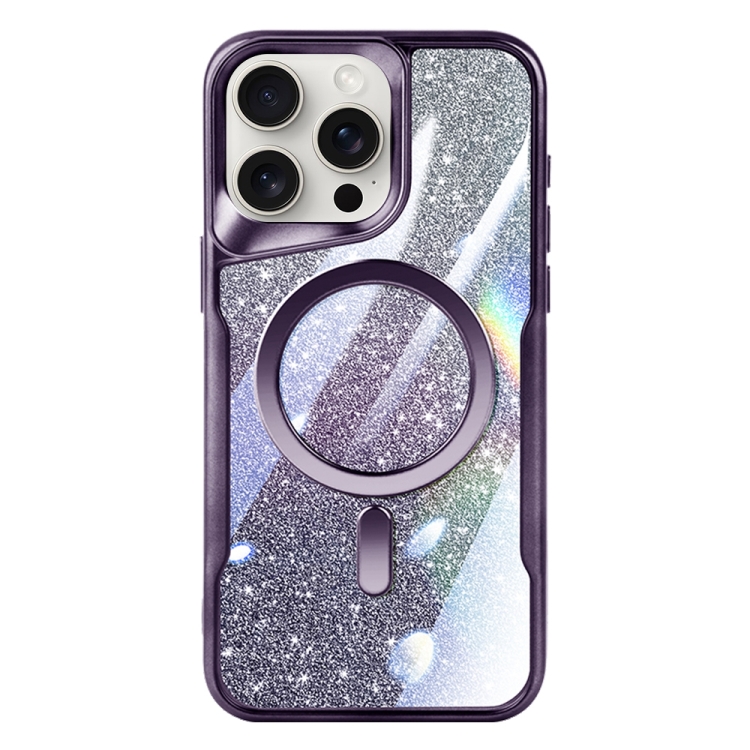 

For iPhone 14 Pro Blade MagSafe Magnetic Gradient Glitter PC Phone Case(Purple)