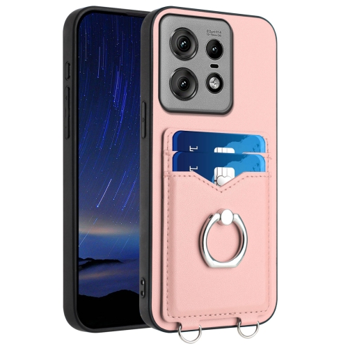 

For Motorola Edge 50 Pro EU Edition R20 Ring Card Holder Phone Case(Pink)