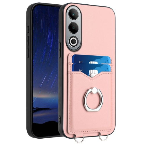 

For OnePlus Nord CE4 / OPPO K12 5G R20 Ring Card Holder Phone Case(Pink)