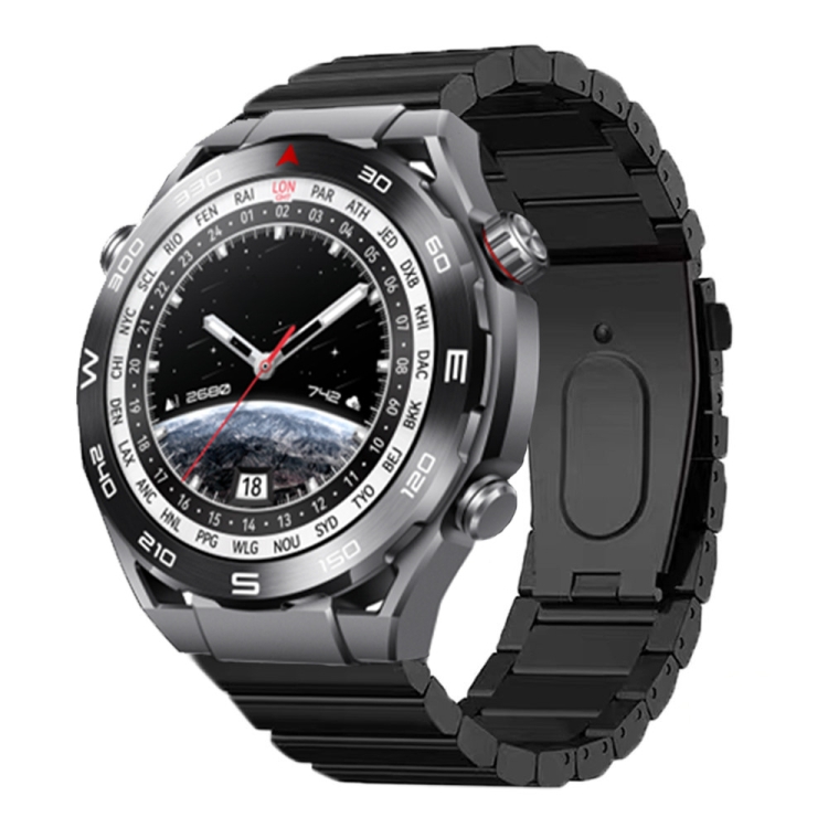 

22mm Three Plants Flat Buckle Titanium Alloy Watch Band(Black)