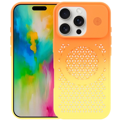 For iPhone 16 Pro Max Gradient Color Honeycomb Aromatherapy MagSafe Phone Case(Orange Yellow) site login