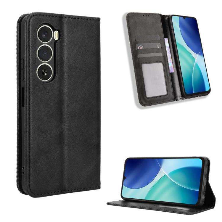 

For itel A100 4G Magnetic Buckle Retro Texture Leather Phone Case(Black)