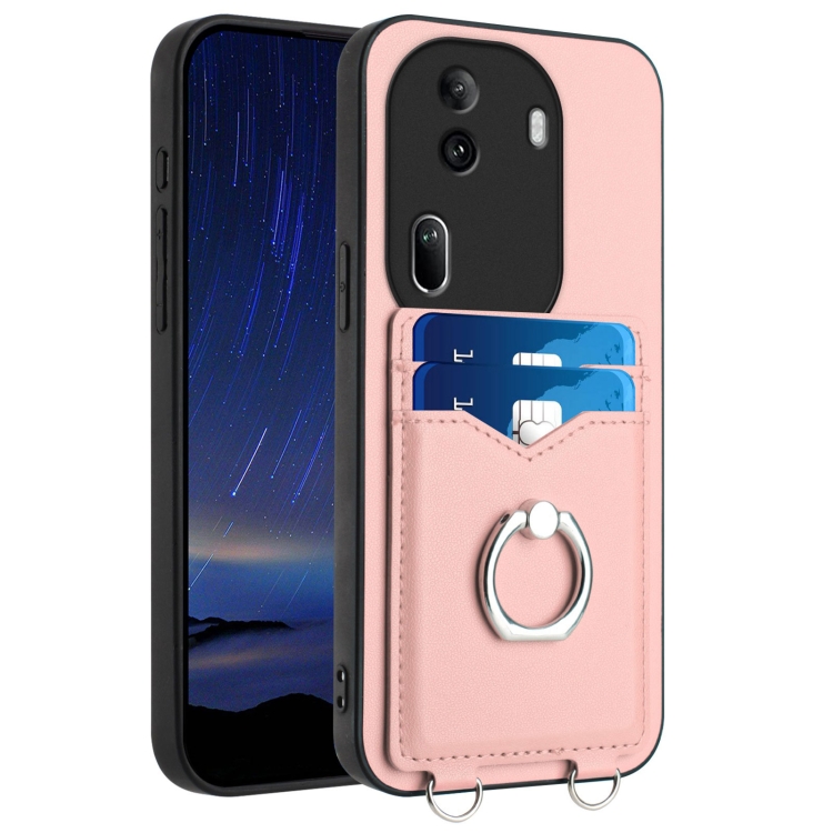 

For OPPO Reno11 Pro Global R20 Ring Card Holder Phone Case(Pink)