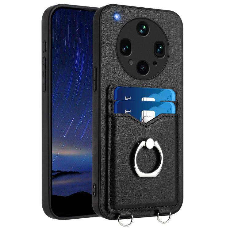 

For OPPO Find X8 Ultra R20 Ring Card Holder Phone Case(Black)