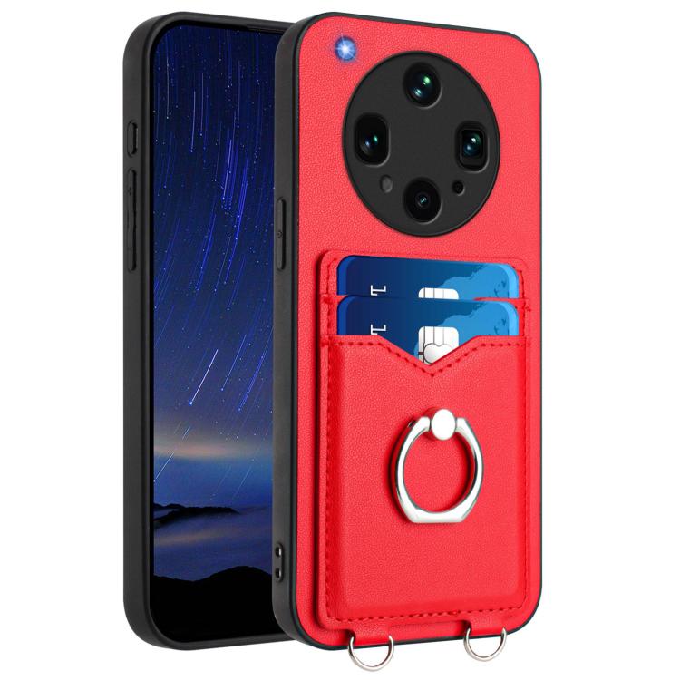 

For OPPO Find X8 Ultra R20 Ring Card Holder Phone Case(Red)