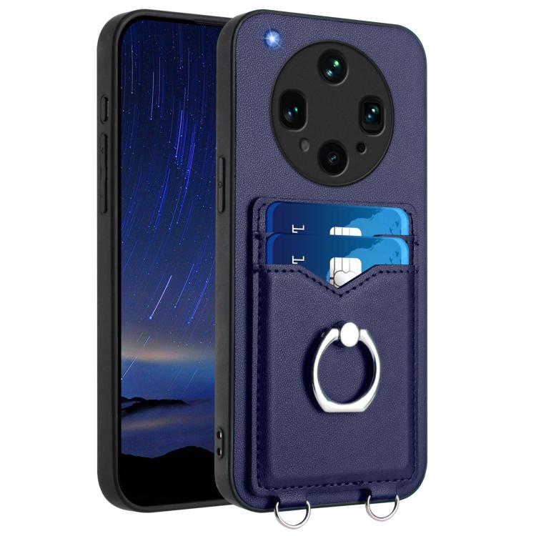 

For OPPO Find X8 Ultra R20 Ring Card Holder Phone Case(Blue)