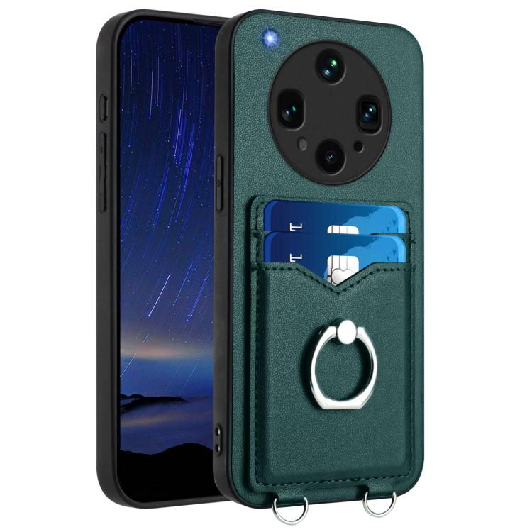 

For OPPO Find X8 Ultra R20 Ring Card Holder Phone Case(Green)