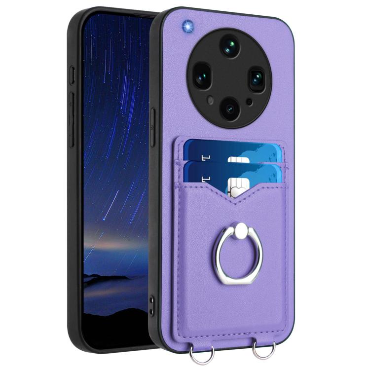 

For OPPO Find X8 Ultra R20 Ring Card Holder Phone Case(Purple)
