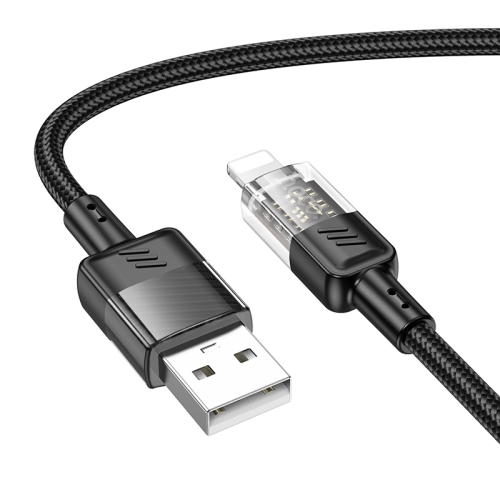 

hoco U129 Spirit 1.2m 2.4A USB to 8 Pin Transparent Charging Data Cable(Black)