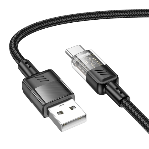 

hoco U129 Spirit 1.2m 3A USB to USB-C / Type-C Transparent Charging Data Cable(Black)