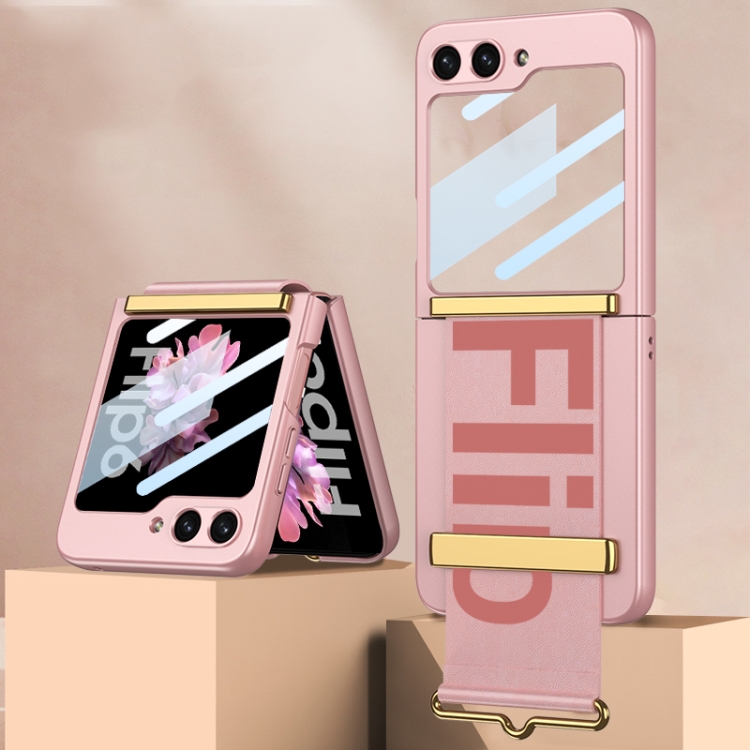 

For Samsung Galaxy Z Flip6 GKK Integrated Ultra-thin Wristband Holder Phone Case(Pink)