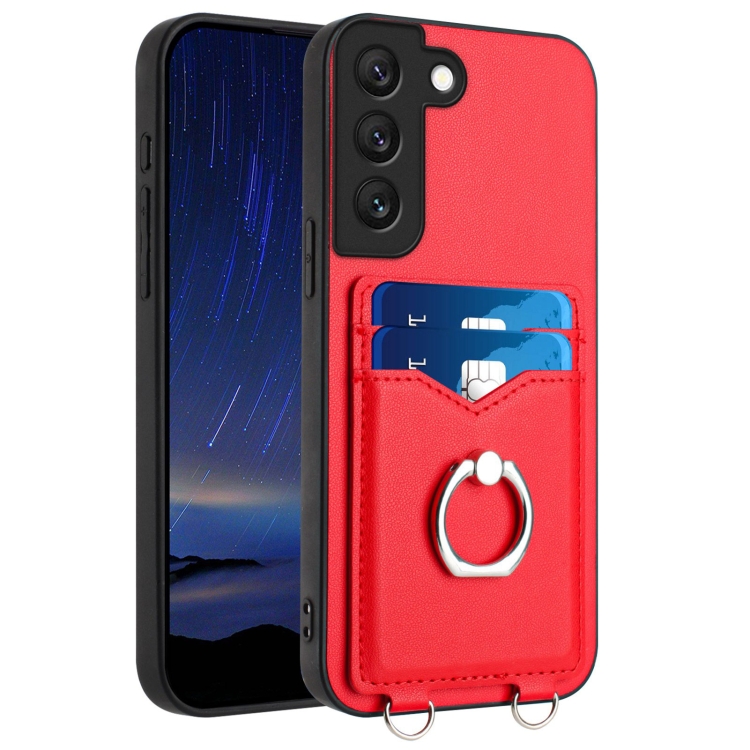 

For Samsung Galaxy S22 5G R20 Ring Card Holder Phone Case(Red)