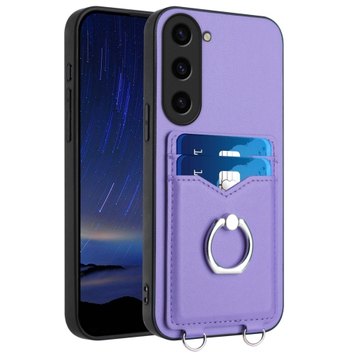 

For Samsung Galaxy S23 5G R20 Ring Card Holder Phone Case(Purple)