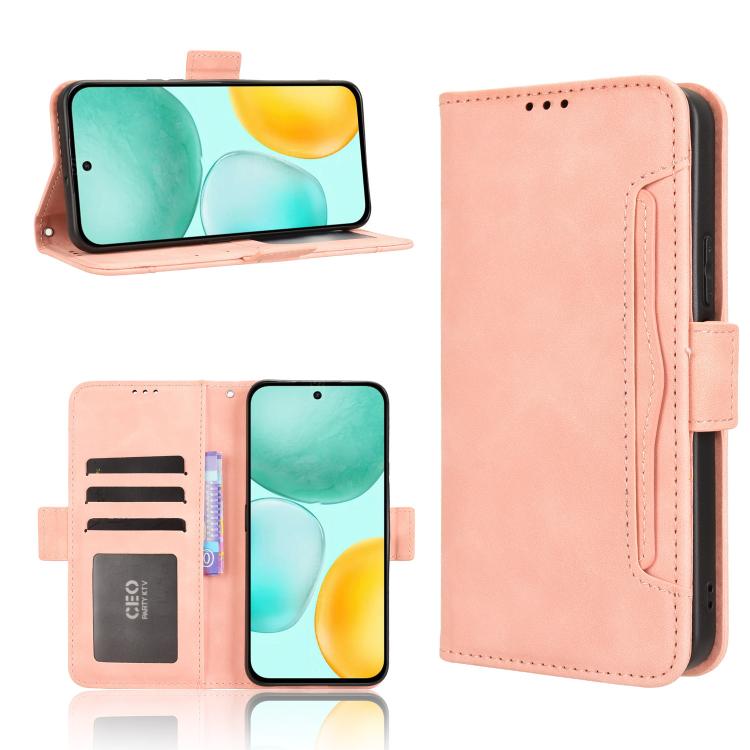 

For Honor X6c 4G Skin Feel Calf Texture Card Slots Leather Phone Case(Pink)