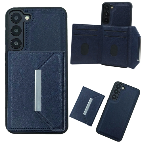 

For Samsung Galaxy A15 4G / 5G Solid Color Metal Buckle Card Slots Bag Phone Case(Blue)