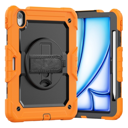 

For iPad Air 11 2024 Silicone Hybrid PC Tablet Case with Shoulder Strap(Orange)