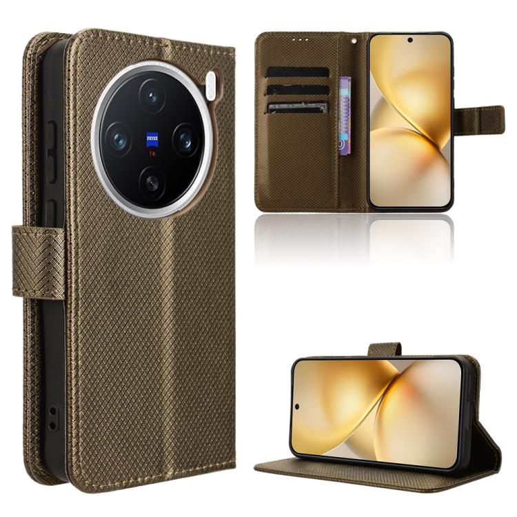 

For vivo X200 5G Diamond Texture Leather Phone Case(Brown)