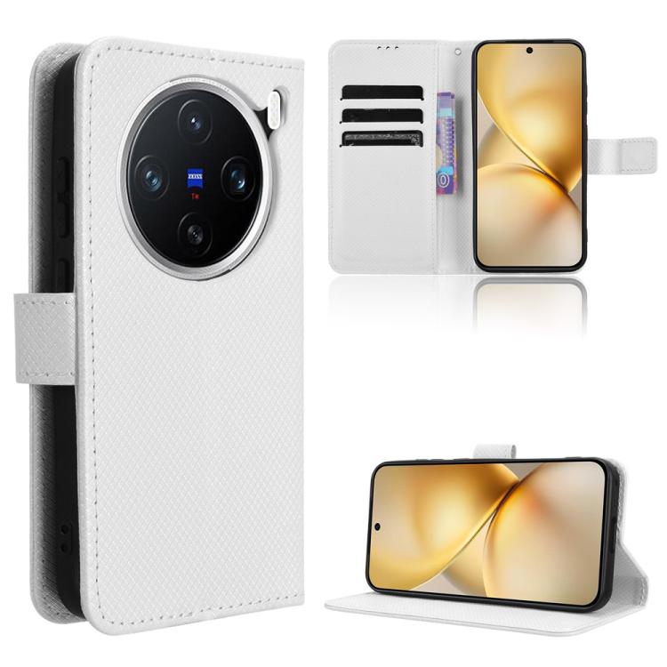 

For vivo X200 Pro mini 5G Diamond Texture Leather Phone Case(White)