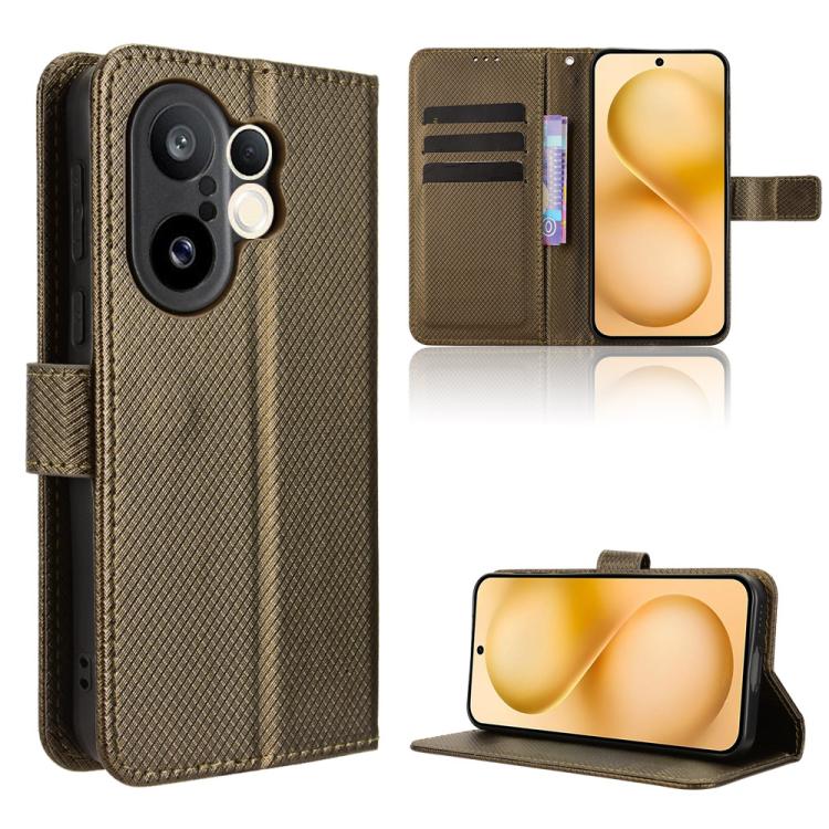 

For vivo X200 FE / S30 Pro mini Diamond Texture Leather Phone Case(Brown)