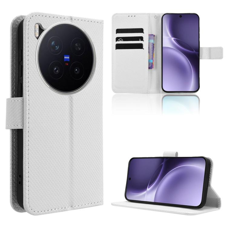 

For vivo X300 Pro Diamond Texture Leather Phone Case(White)