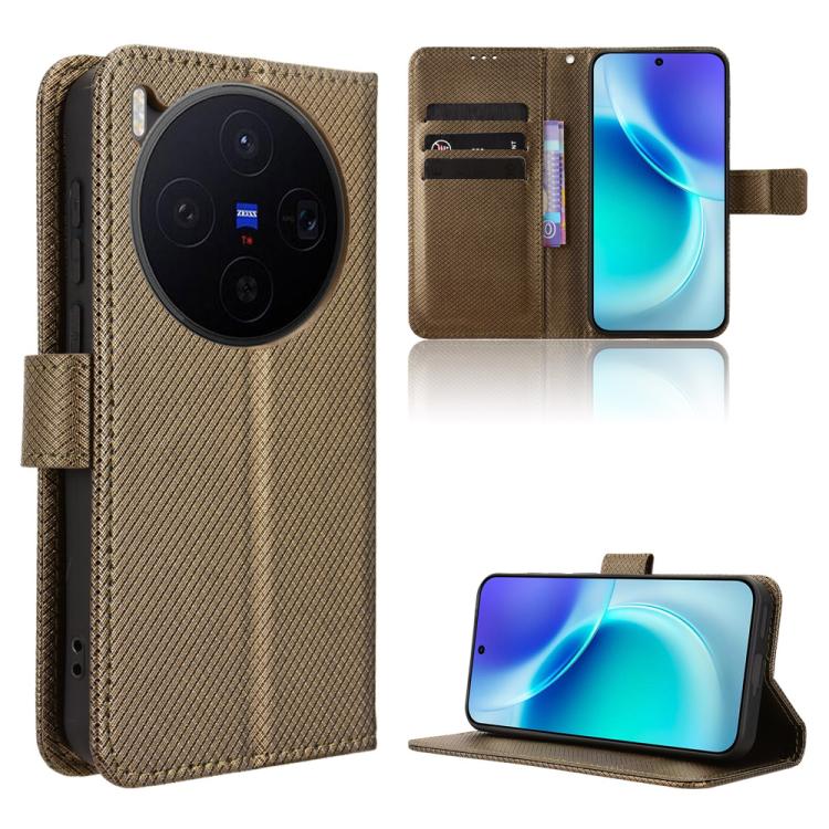 

For vivo X300 Diamond Texture Leather Phone Case(Brown)