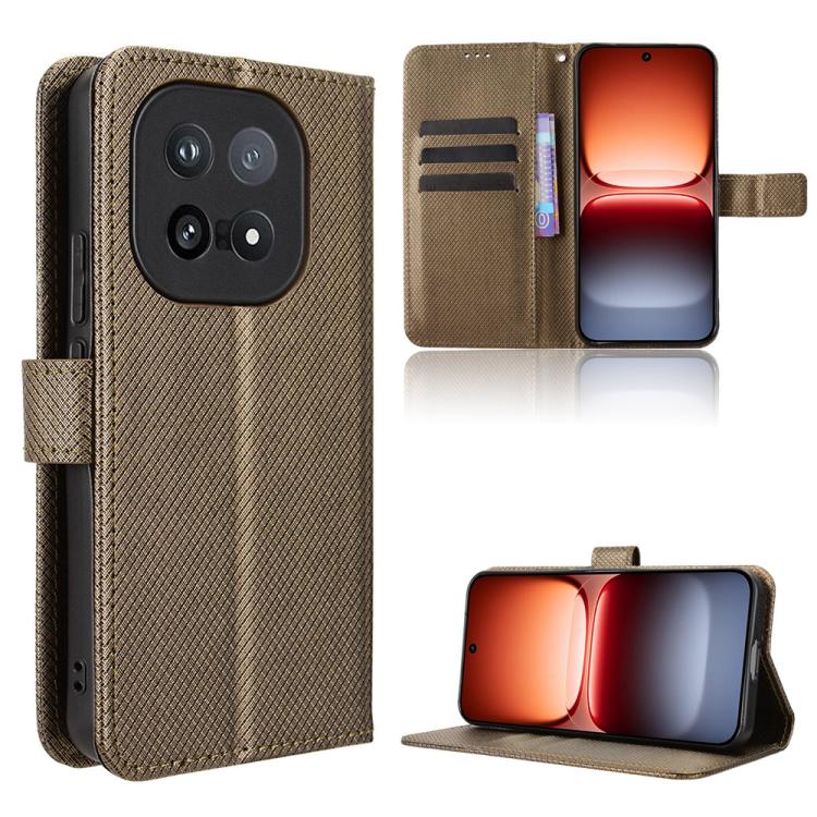 

For vivo iQOO 15 5G Diamond Texture Leather Phone Case(Brown)